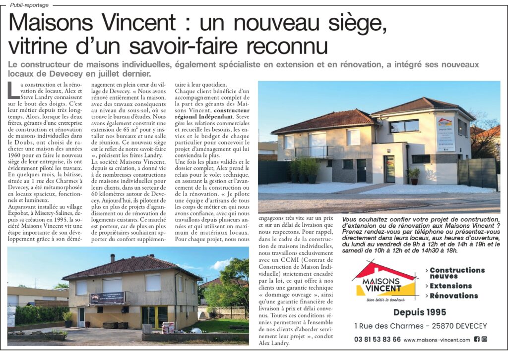 Réalisation d&rsquo;un publi-reportage 🎤, pour une parution dans les prochains dossiers habitats 🏡, des journaux 📰 locaux. 😀